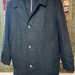 Kenneth Cole Reaction Men's Blade Black Wool Blend Coat Jacket Large